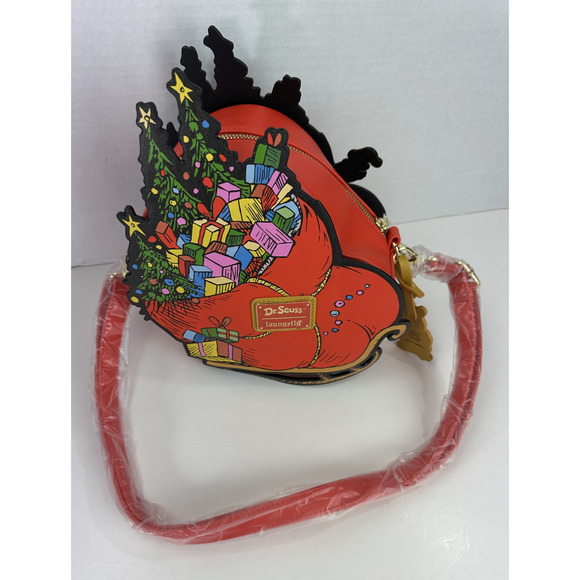 Loungefly How the Grinch Stole Christmas Max Sleigh Crossbody Bag Holiday NWOT - Picture 3 of 16
